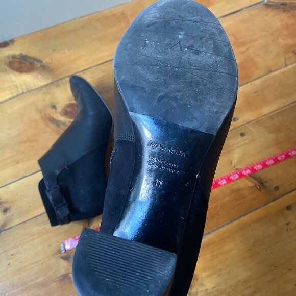 Aquatalia Black Leather and Suede Ankle Boots - Picture 9 of 9